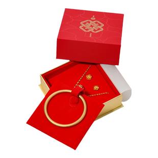 中国风首饰盒红色中国结黄金礼盒戒指项链耳钉盒古法金手链手镯盒