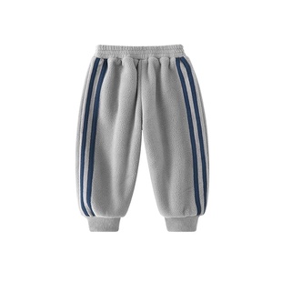 摇粒绒裤子男童加绒裤宝宝抓绒长裤儿童卫裤加厚外穿运动裤冬季