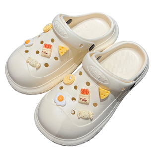 Michelle Girl洞洞鞋配饰鞋花扣立体可爱奶黄色食物配件可拆卸