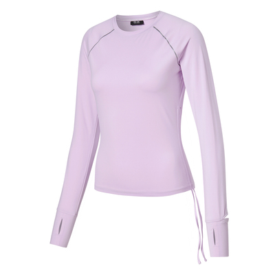 肩下反光条印花侧边抽绳长袖T恤