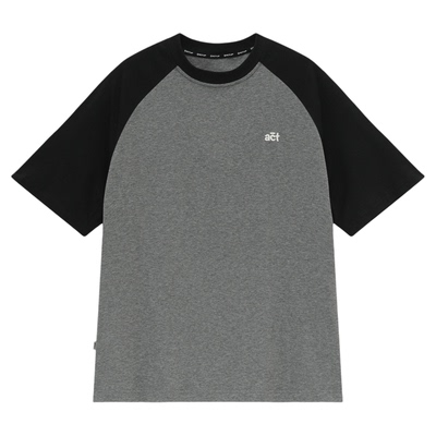吕小虎ACTUP 2026夏季透气插肩袖T恤男生撞色拼接短袖休闲上衣潮