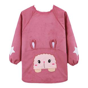 儿童罩衣冬季长袖反穿衣宝宝防水围裙防脏外穿围兜婴儿吃饭衣罩褂