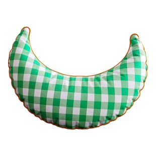 多巴胺格子月亮抱枕客厅沙发异形玩偶靠枕床头飘窗车用腰靠垫含芯