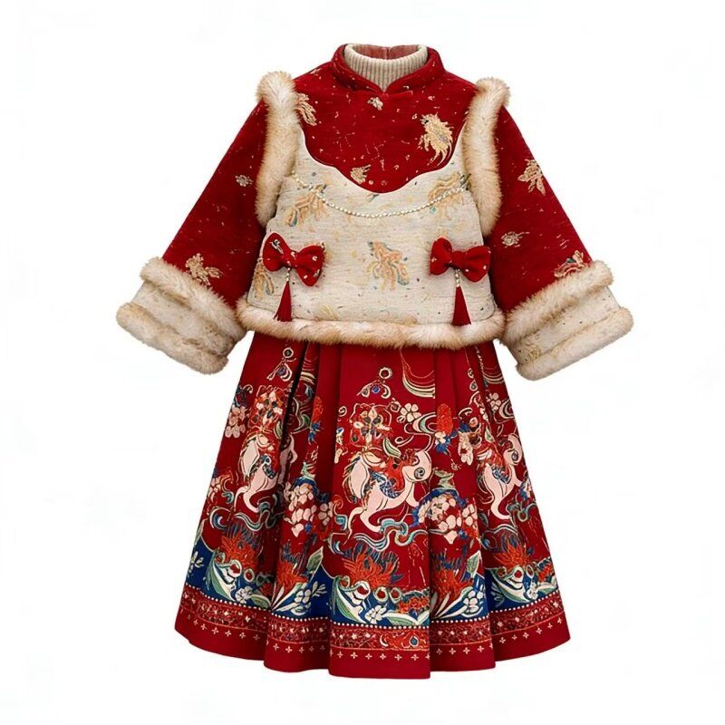 女童新年服拜年装加厚汉服马面裙