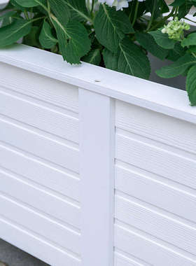 户外防腐塑木花箱白色长方形种植箱庭院阳台特大号花盆隔断组合