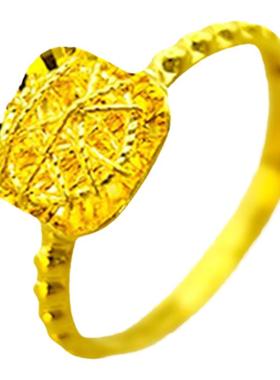 新航戒指黄金足金爆闪小方糖