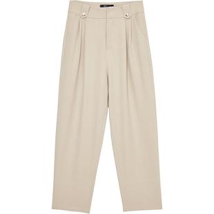 Oece高腰西装裤春秋新款女装复古英伦风帅气裤子长裤