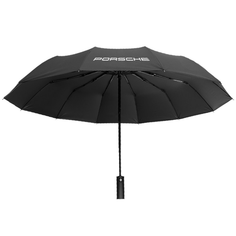 高档12骨保时捷车用雨伞黑胶防晒