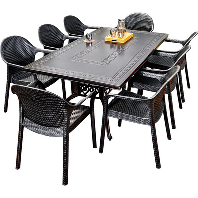 藤朝休闲藤编铸铝桌椅组合