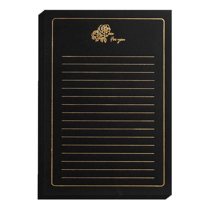 烫金黑色信纸情人节高级感浪漫七夕生日贺卡仪式感信笺纸信签手写纪念情书信封男友送女朋友稿纸有质感精致K1