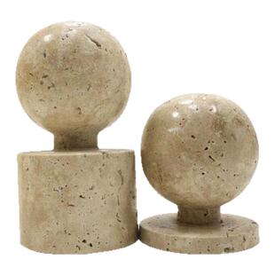 创意几何黄洞石桌面摆件侘寂风样板房客厅装饰高级感天然石工艺品