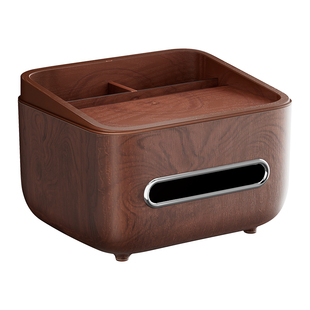 2026新款中古风复古多功能纸巾盒家用客厅茶几木纹抽纸遥控器收纳