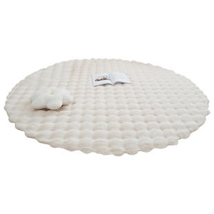 仿兔毛绒奶油风圆形毛绒地毯单人沙发圆毯子卧室衣帽间椅子垫地垫