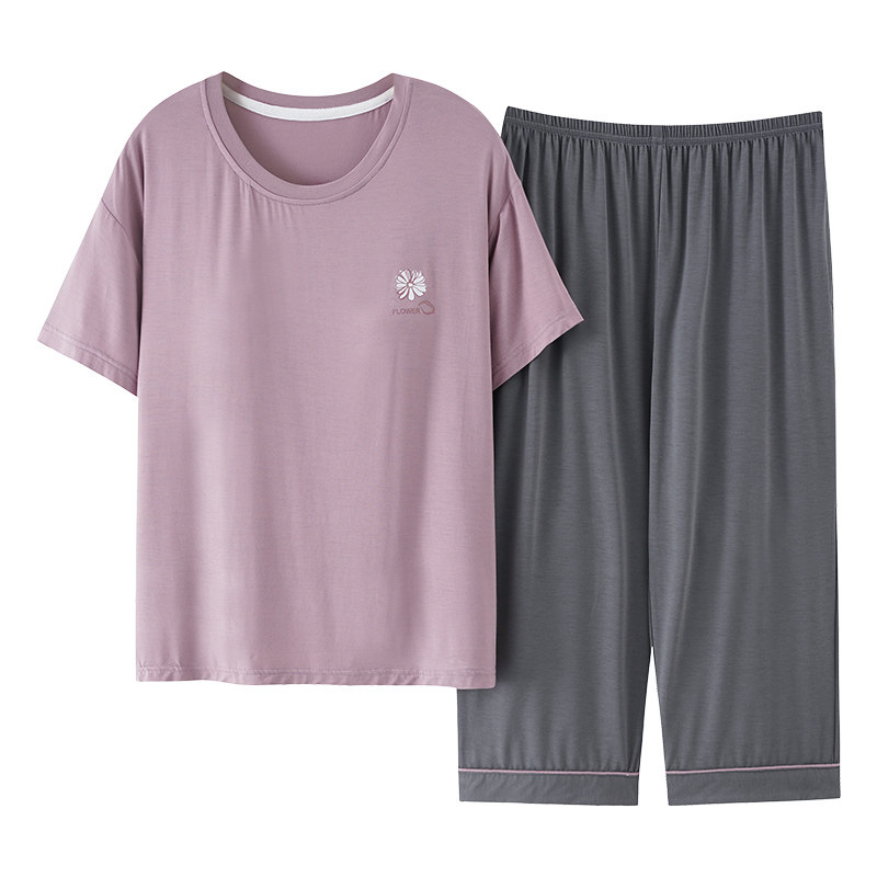 夏季凉感莫代尔加肥大码女士睡衣