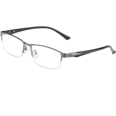 商务半框近视眼镜男可