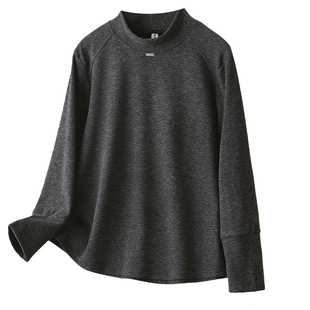 半高领暖绒弹力打底衫大码女装胖妹妹200斤保暖内搭长袖纯色卫衣