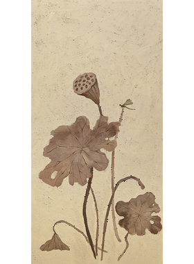 侘寂风新中式玄关肌理装饰画