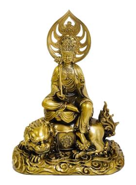 黄铜文殊普贤菩萨佛像华严三圣摆件属兔龙蛇本命佛家居摆件