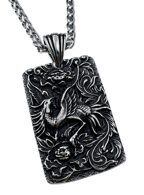 复古重工凤凰吊坠项链百搭朋克