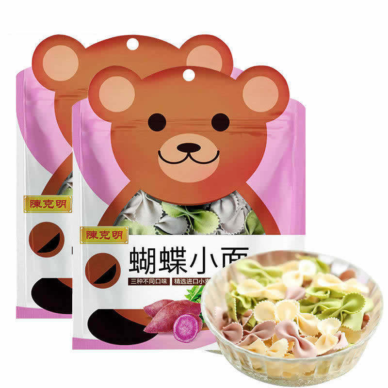 陈克明蝴蝶面2袋儿童面条杂粮面