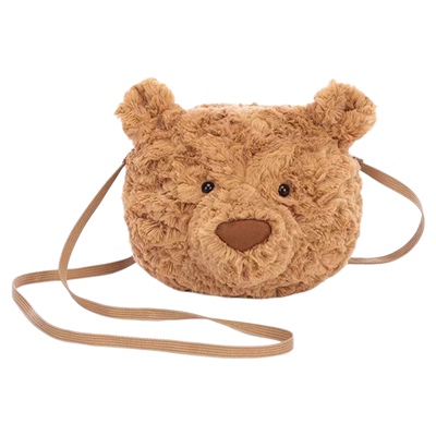 趣味巴塞罗熊包包毛绒熊头斜挎包