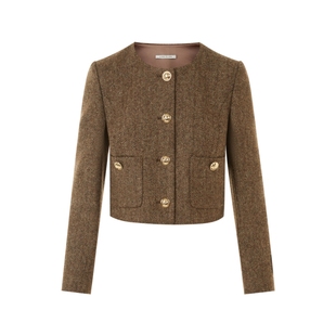 【林小宅同款】LIME莱茵复古英国进口羊毛钢花呢女短外套半裙套装