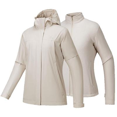 安踏女四防抓绒三合一软壳衣