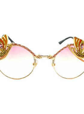 Butterfly手作粉黄渐变蝶形眼镜