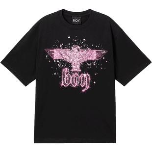 【暗夜星辰】BOYLONDON夏季情侣款短袖烫钻老鹰logo潮牌T恤N01003