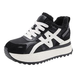 8cm内增高老爹鞋女款冬季厚底加绒保暖复古运动棉鞋潮流休闲女鞋