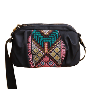 手机包大容量个性刺绣小包牛津布横款迷你小包包多层百搭斜挎女包