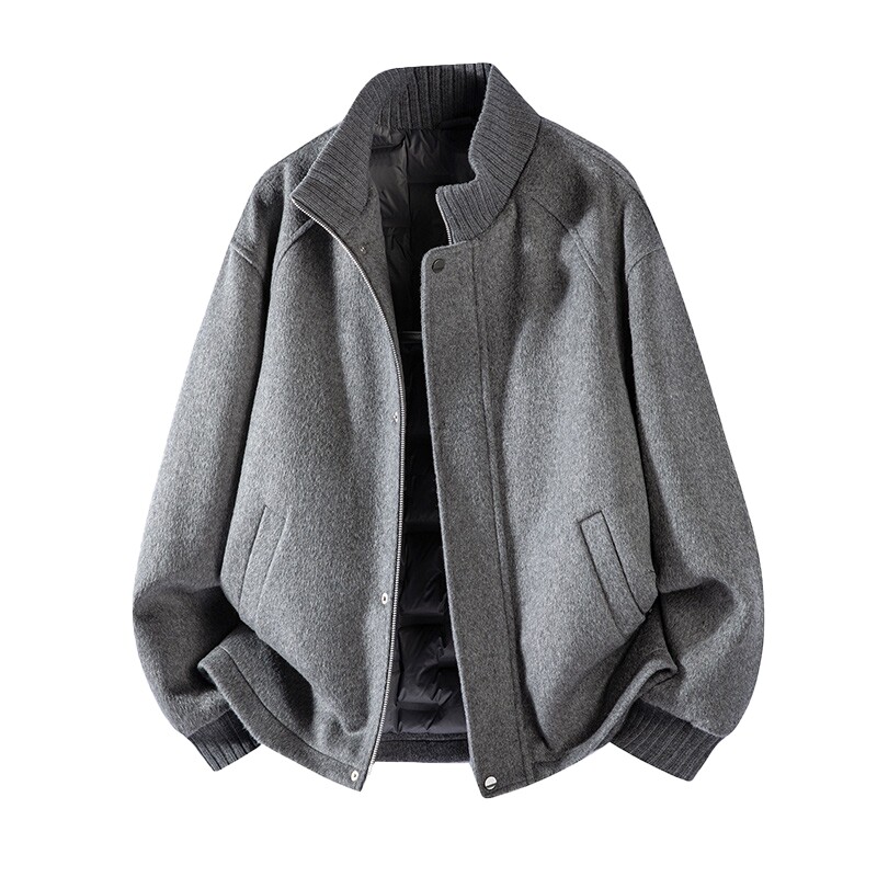 MindBridge轻薄立领毛呢羽绒服
