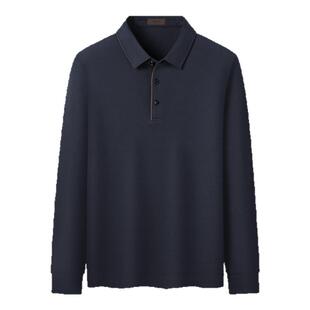 【桑蚕丝+天丝】庄吉男士长袖POLO衫商务休闲男装百搭撞色翻领T恤