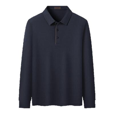 【桑蚕丝+天丝】庄吉男士长袖POLO衫商务休闲男装百搭撞色翻领T恤