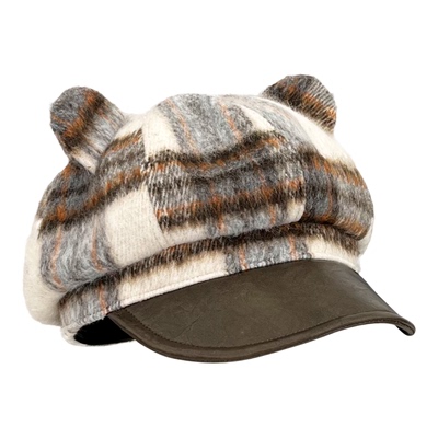 Classy key新加坡设计师联名款显脸小贝雷帽可爱耳朵格纹八角帽子