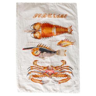 海趣の龙虾薄棉餐垫巾日式麻棉隔热美食餐布装饰背景挂巾烤箱盖布
