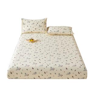 洁丽雅全棉老粗布床笠单件纯棉100棉加厚床垫保护罩防尘床套罩