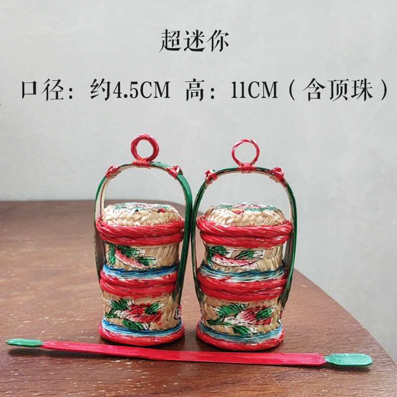 迷你手绘春盛茶席家居摆件竹篮手工竹编篮子花篮潮州传统竹艺摆i.