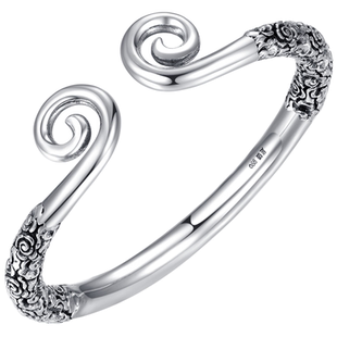 足银999纯银手镯子男女黑色复古神话悟空紧箍咒金箍棒送情侣手镯