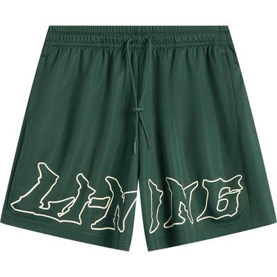 李宁排湿紧身男印花短卫裤