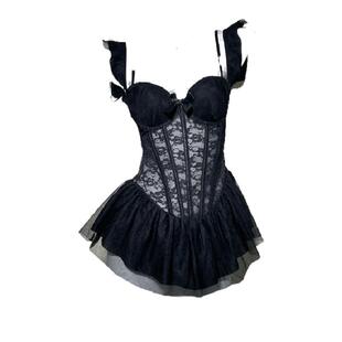 今夕何夕性感连体衣吊带胸罩聚拢一体式qqny蕾丝塑身内衣战袍显瘦