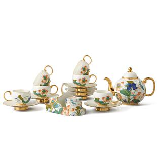 永丰源幸福和鸣18头咖啡具套装陶瓷咖啡杯茶杯礼盒装不含木架