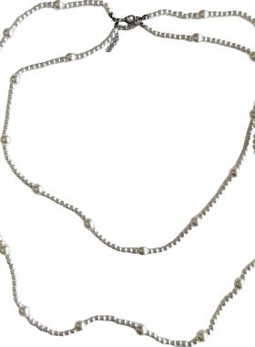 双层长珍珠项链串珠女式