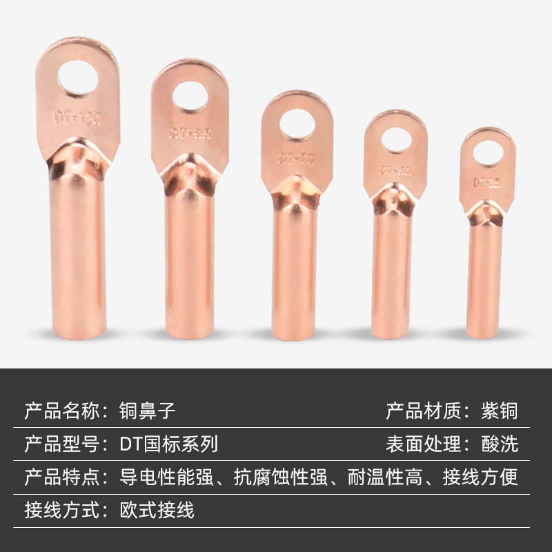国标A级DT10/16/25/35/50/70/95/150/185/240平方铜鼻子接线端子