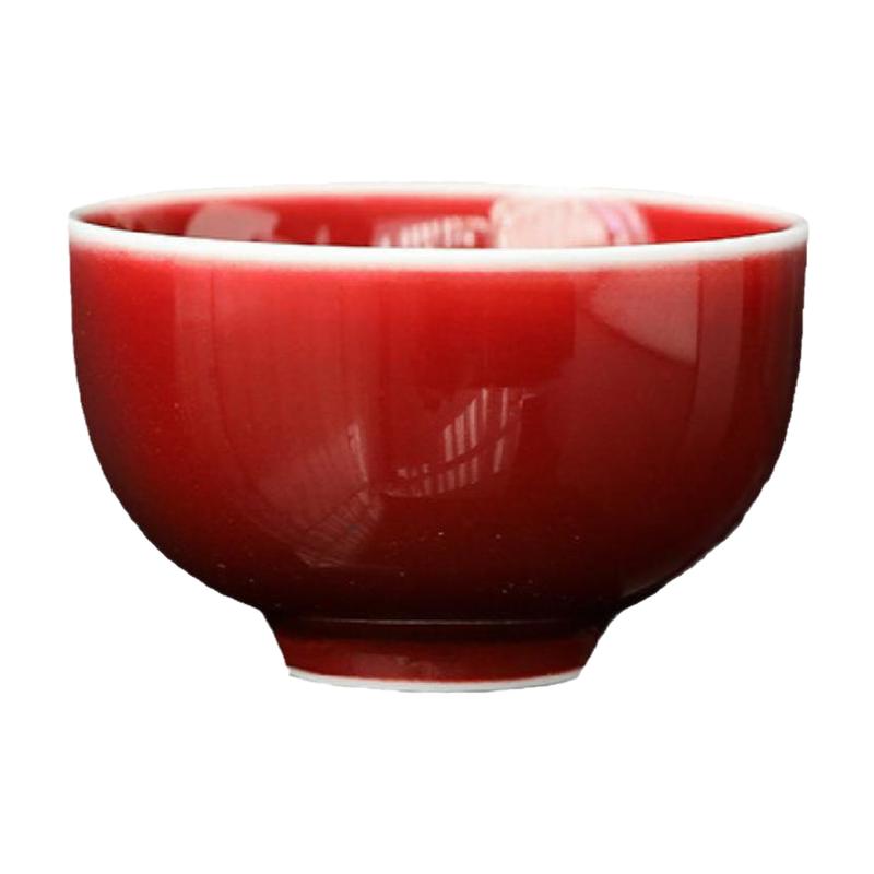 德化纯手工郎红茶杯 陶瓷功夫茶具品茗杯个人杯主人杯红色单杯
