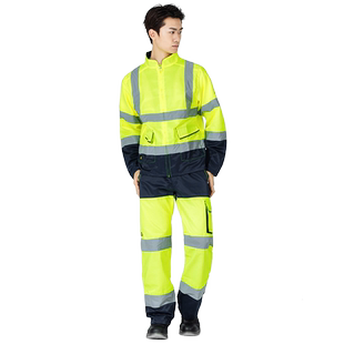代尔塔荧光反光安全环卫施工通勤警示防风冲锋大衣服裤套装工作服