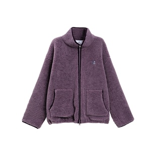 TurnSignal潮牌仿羊羔毛外套女冬季2025新款宽松保暖立领绒外套