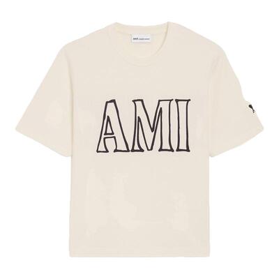 AMI 26春夏新款男女同款纯棉圆领字母印花短袖T恤 银泰百货