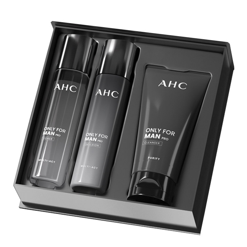 AHC男士水乳洁面套装爽肤水乳液洗面奶控油补水保湿送男友三件套