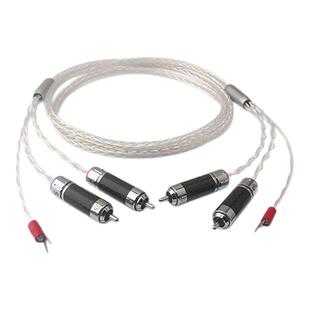 声弦唱机信号线单晶铜镀银双莲花头带地线LP黑胶唱臂信号音频线